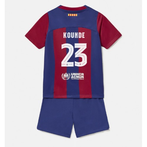 Maillot de foot Barcelona Jules Kounde #23 Domicile enfant 2023-24 Manches Courte (+ pantalon court)